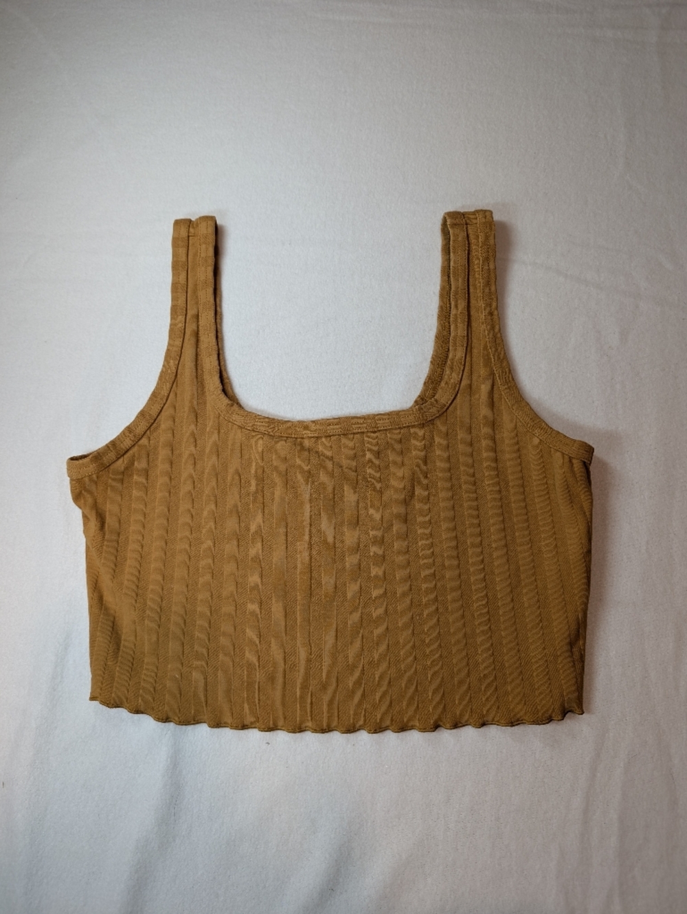 Aerie Ribbed Square-Neck Crop Tank Top‎ - Mustard